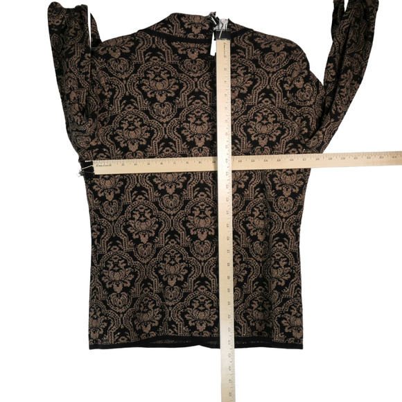 Chicos Cardigan Sweater Womens Small Brown Gold Black Cuffed Sleeve Buttoned - Picture 8 of 11